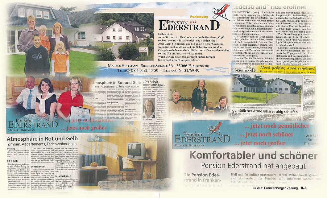 Presseartikel rund um die Pension Ederstrand - Hotel in Frankenberg